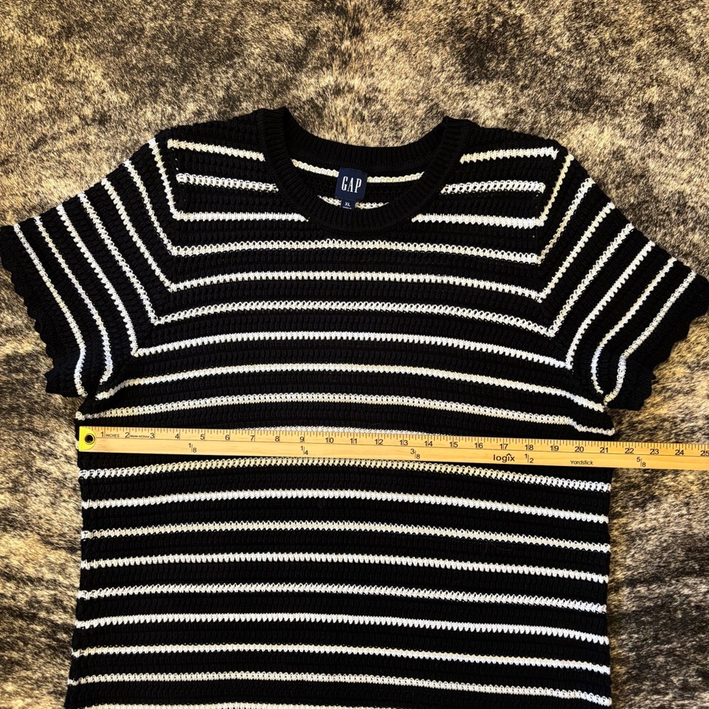 Gap Women’s Crochet Dress, 100% Cotton, Size XL, Black & White Stripes - Picture 12 of 12